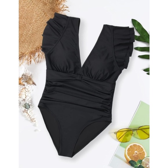 Blooming Jelly Ruffle Sleeve Tummy Control One Piece Swimsuit - Picture 2 of 12
